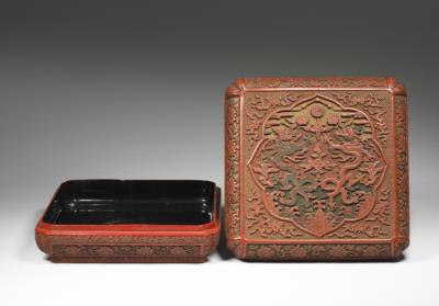 图片[3]-Carved polychrome lacquer square box with dragon-and-cloud pattern, Qing dynasty, Qianlong reign(1736-1795)-China Archive